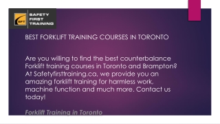 Best Forklift Training Courses in Toronto