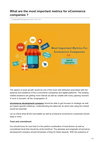 What are the most important metrics for eCommerce companies?