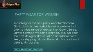 Party Wear For Women  Ethnicplus.in