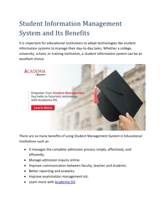 Student Information Management System and Its Benefits