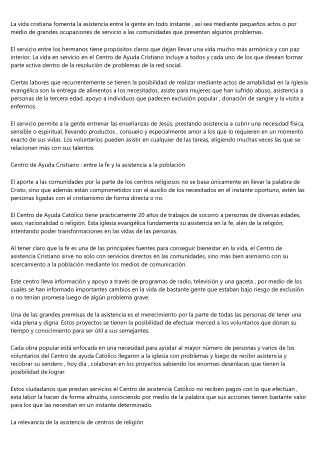 Por un centro de ayuda cristiano en todos y cada barrio