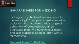 Banarasi Saree For Wedding  Ethnicplus.in