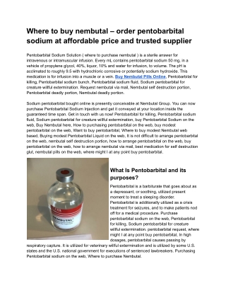 Where to buy nembutal – order pentobarbital sodium at affordable price and trusted supplier