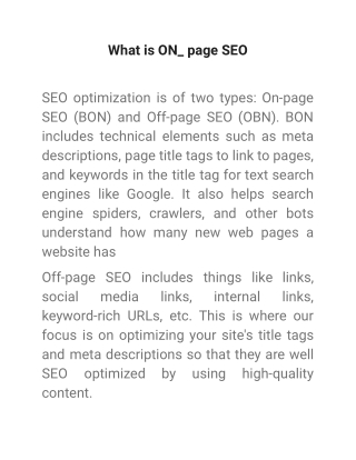 What is ON_ page SEO