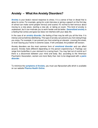 Anxiety  –  What Are Anxiety Disorders