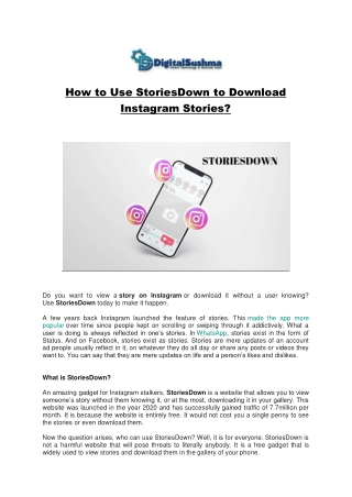 How to Use StoriesDown to Download Instagram Stories?