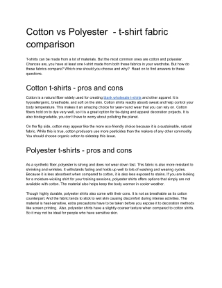 Cotton vs Polyester  - t-shirt fabric comparison