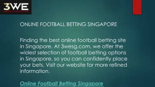 Online Football Betting Singapore  3wesg.com