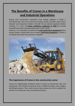 The Benefits of Cranes in a Warehouse and Industrial Operations