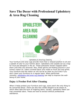 Save The Decor with Professional Upholstery and Area Rug Cleaning