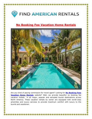 No Booking Fee Vacation Home Rentals