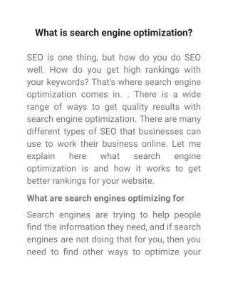 What is search engine optimization