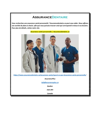 Assurance santé personnelle  Assurancedentaire.ca