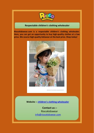 Respectable children's clothing wholesaler