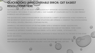 A most effective way to resolve QuickBooks Unrecoverable Error