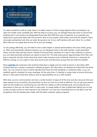 Job Partnership - Making Use Of Teamwork to Total a Project