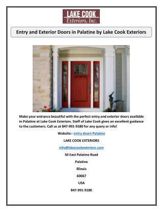Entry and Exterior Doors in Palatine by Lake Cook Exteriors