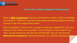How To Hire A Math Assignment Writing Expert