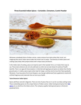 Three Essential Indian Spices