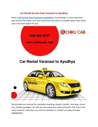Car Rental Service from Varanasi to Ayodhya