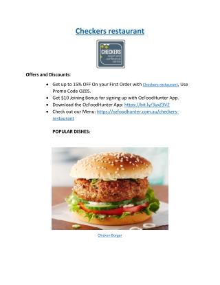 15% off - Checkers Italian Restaurant menu Terrey Hills, NSW