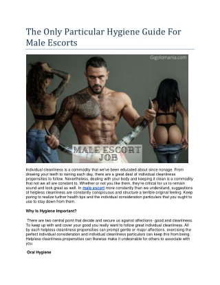 The Only Particular Hygiene Guide For Male Escorts