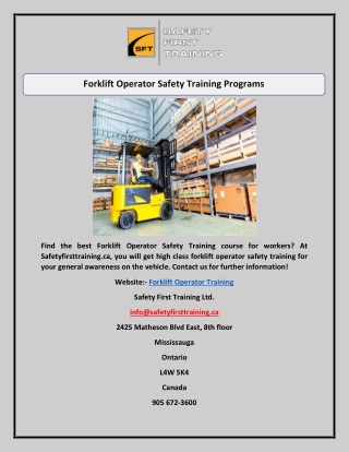 Forklift Operator Safety Training Programs