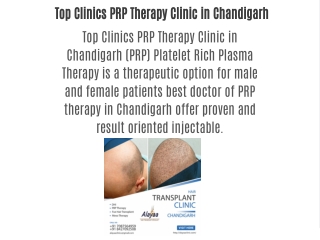 Top Clinics PRP Therapy Clinic in Chandigarh