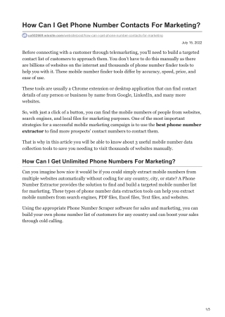 How Can I Get Phone Number Contacts For Marketing