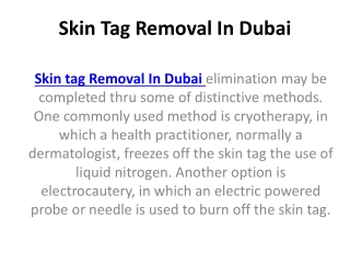 Skin Tag Removal In Dubai