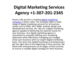 Digital Marketing Services Agency  1-307-201-2345
