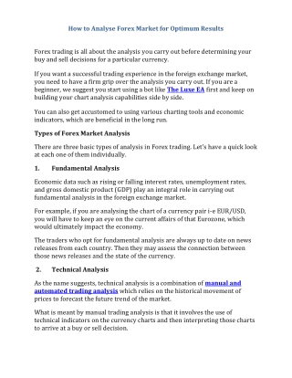 How to Analyse Forex Market for Optimum Results