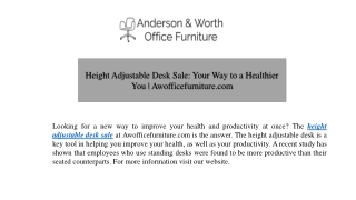 Height Adjustable Desk Sale: Your Way to a Healthier You | Awofficefurniture.com