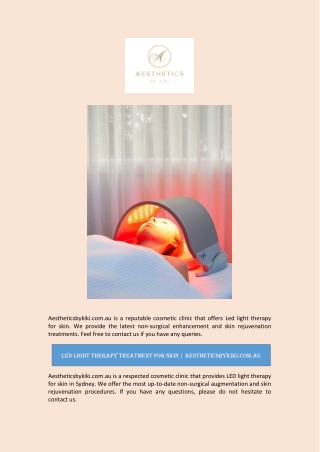 Led Light Therapy Treatment For Skin | Aestheticsbykiki.com.au