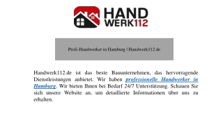 Profi-Handwerker in Hamburg | Handwerk112.de