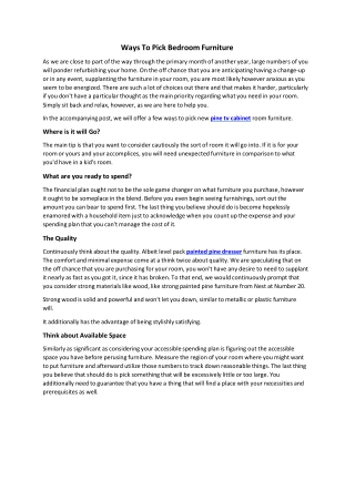 Ways To Pick Bedroom Furniture