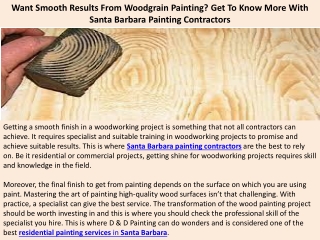 Want Smooth Results From Woodgrain Painting? Get To Know More With Santa Barbara
