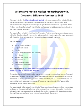 Global Alternative Protein Market Opportunities and Forecast 2020-2027