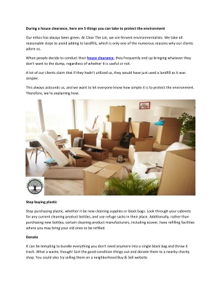 During a house clearance, here are 5 things you can take to protect the environment