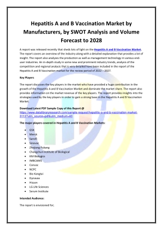 Global Hepatitis A and B Vaccination Market Opportunities and Forecast 2020-2027