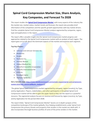 Global Spinal Cord Compression Market Opportunities and Forecast 2020-2027