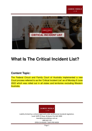 What Is The Critical Incident Lists