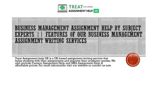 Business Management Assignment Help By Subject Experts  Features Of Our Business Management Assignment Writing Services