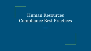 Human Resources Compliance Best Practices