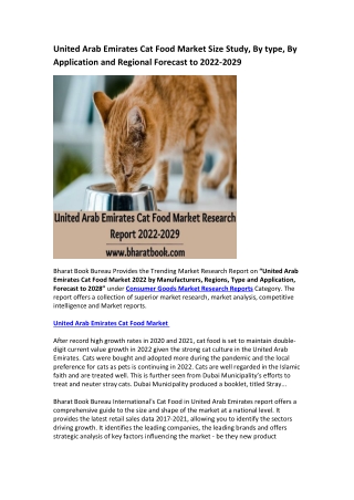 United Arab Emirates Cat Food Market Research Report 2022-2029