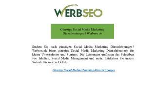 Günstige Seo Dienstleistungen in Deutschland | Werbseo.de