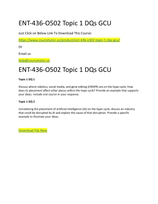 ENT-436-O502 Topic 1 DQs GCU