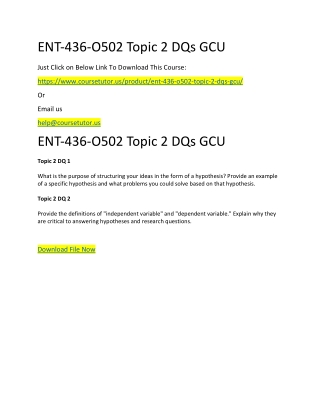 ENT-436-O502 Topic 2 DQs GCU