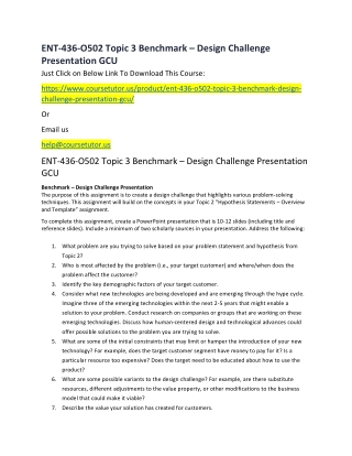 ENT-436-O502 Topic 3 Benchmark – Design Challenge Presentation GCU