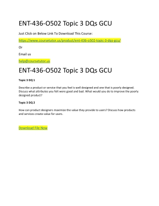 ENT-436-O502 Topic 3 DQs GCU